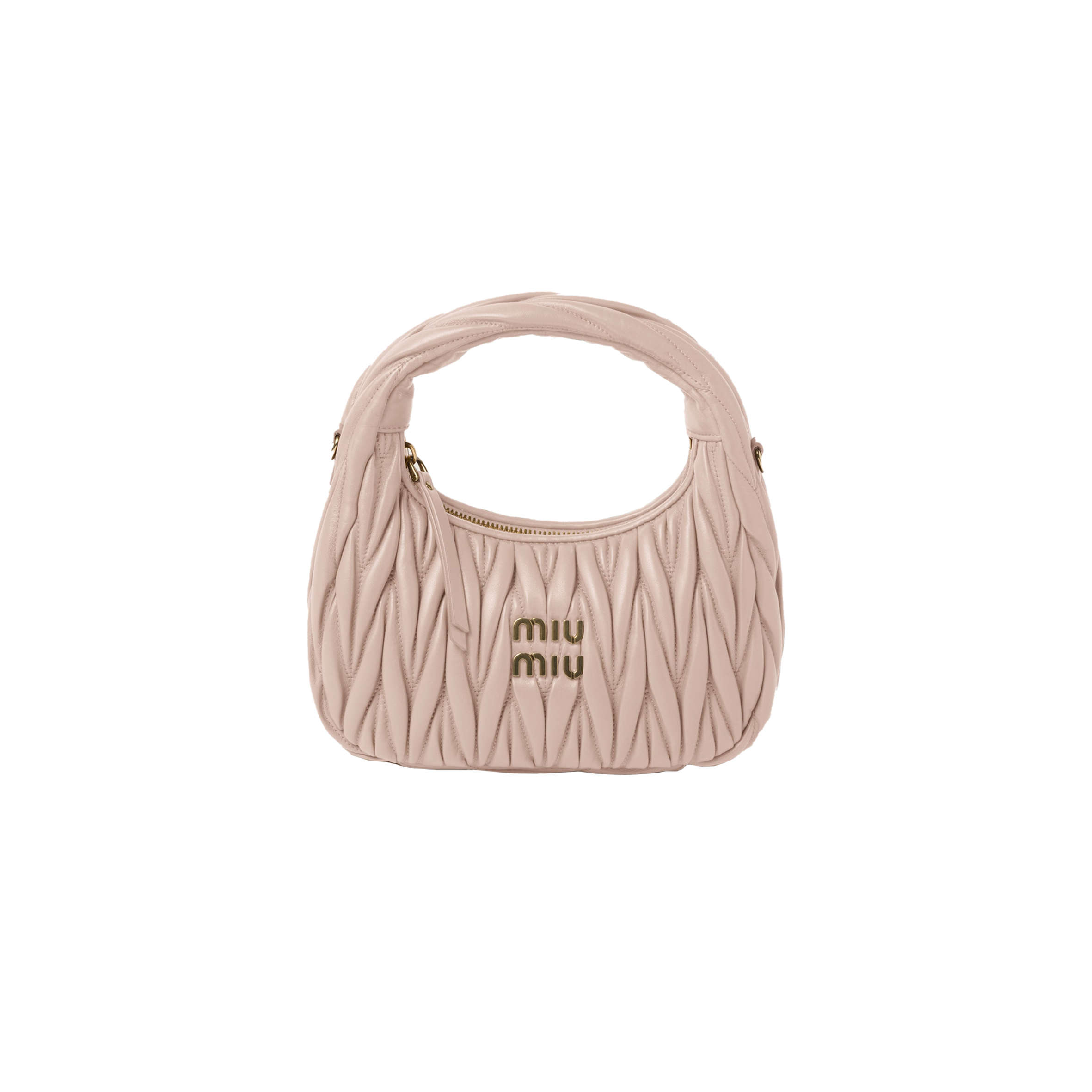 MIU MIU WANDER MATELASSÉ NAPPA LEATHER HOBO BAG 5BC125 (20*17*6cm)